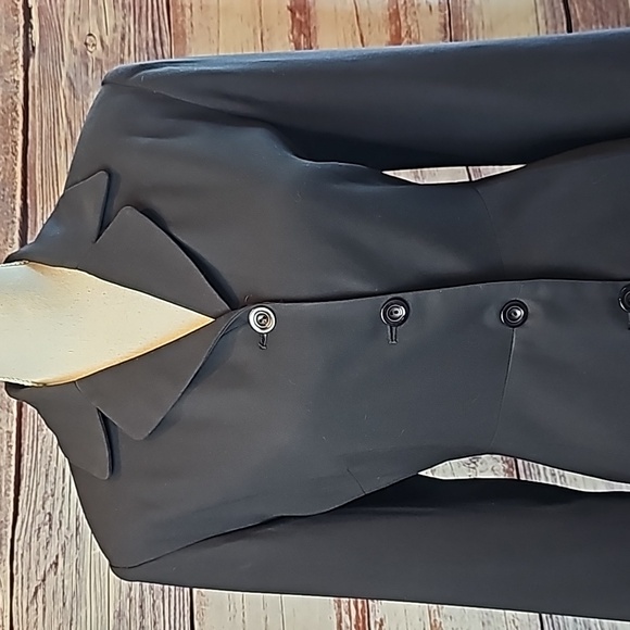 HILLARD & HANSON BLACK LINED PADDED LONG SLEEVE DRESS JACKET - Picture 2 of 10